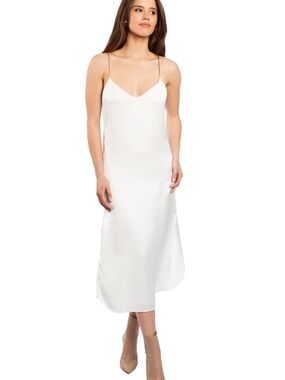 The Sally Silk Slip Dress Snow White